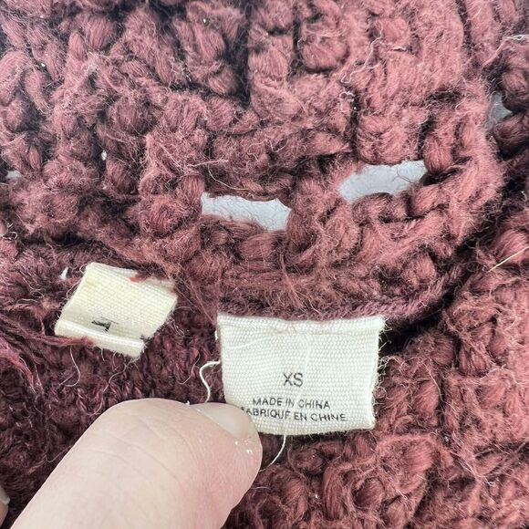 Anthropologie Moth Sandstripe burgundy button back sweater XS Wool Alpaca - Picture 3 of 6